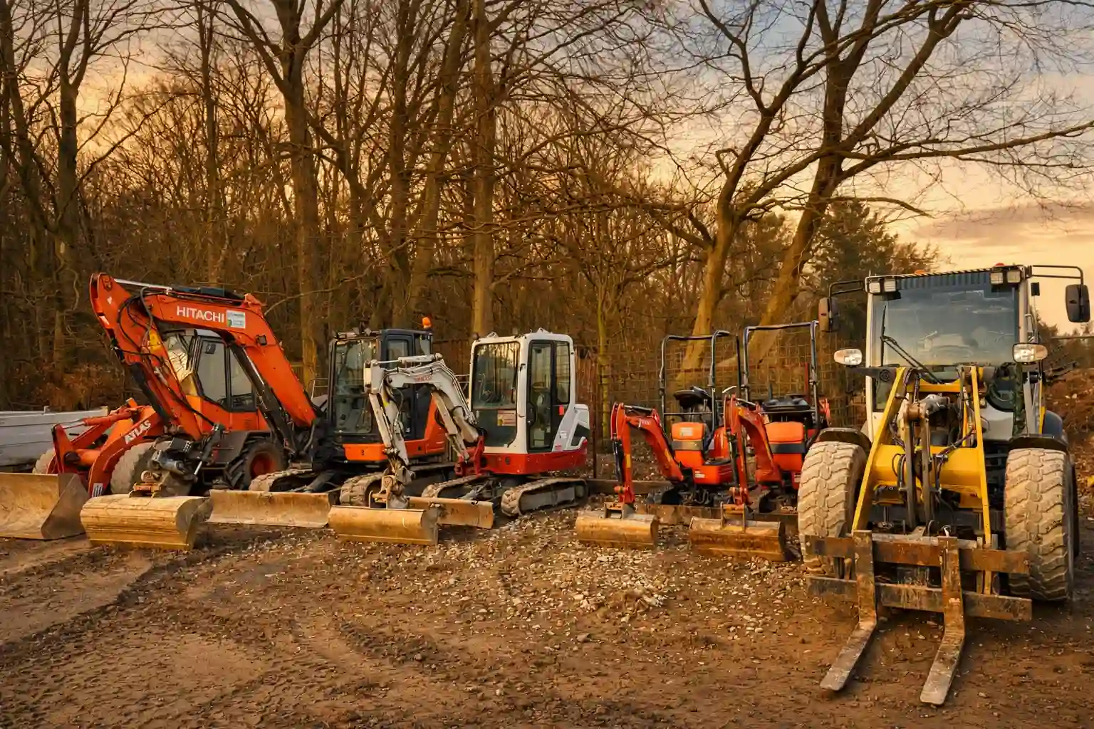 Maschinen des Betriebs am frühen Morgen vor Arbeitsbeginn